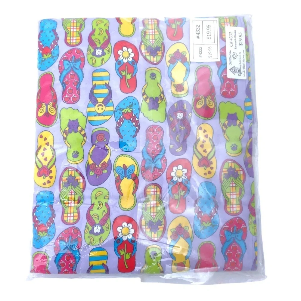 Handcrafted With Love Summer Beach Sandals Oversized Reversible Blanket Vintage